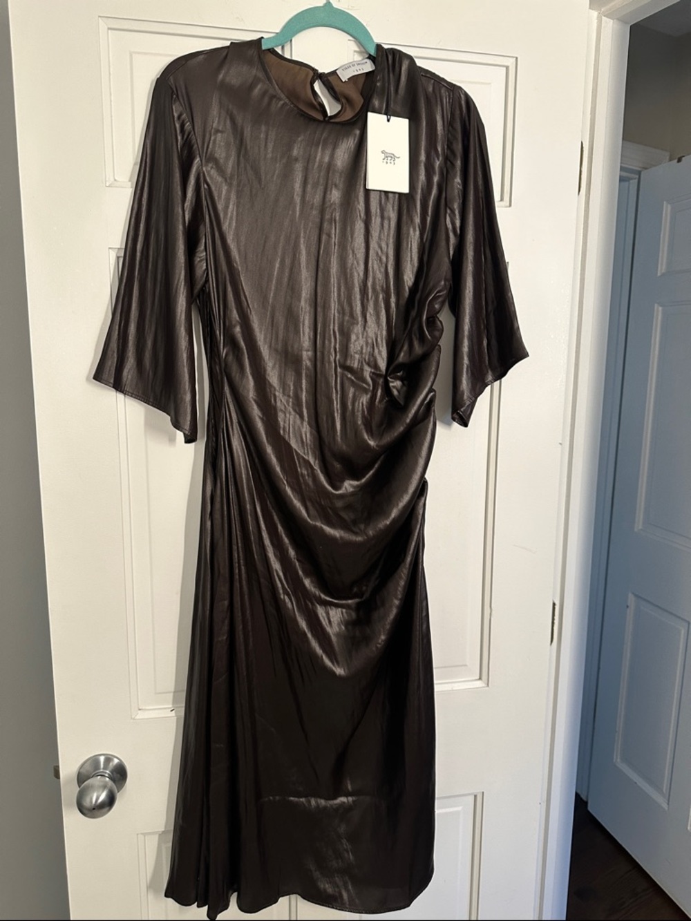 Tiger of Sweden Shiny Chocolate Brown Midi Dress
